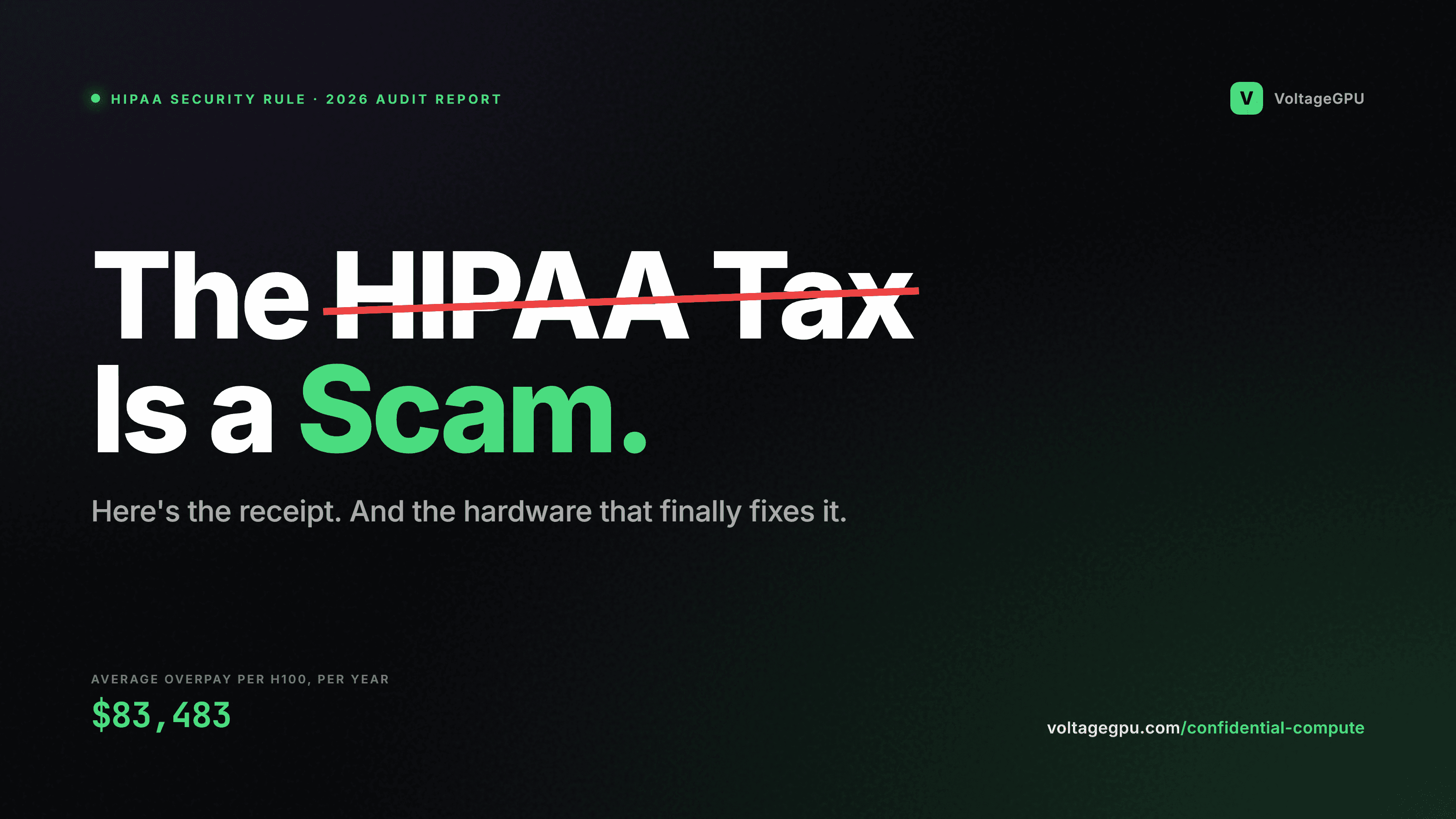HIPAA compliant GPU cloud 2026 — confidential H100 H200 with BAA, $2.77 per hour vs $11 to 14 per hour Azure NCv5